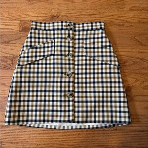 Plaid Button-Front Skirt